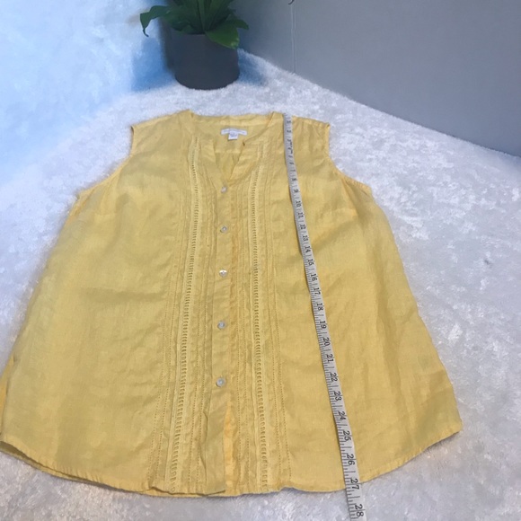 Charter club yellow 100% linen sleeveless womens top size Medium - Picture 9 of 10